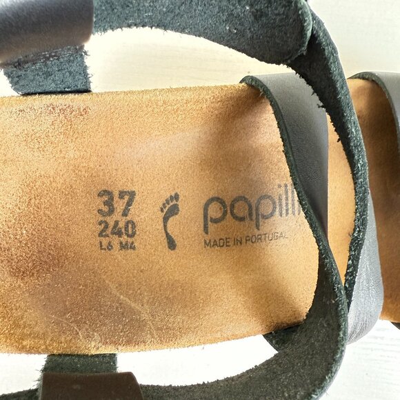 EUC Papillio Birkenstock Black Leather Wedge Sandals - Picture 9 of 11